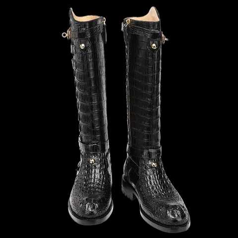 DON JOHN Crocodile Knee High Boots Handmade Women's