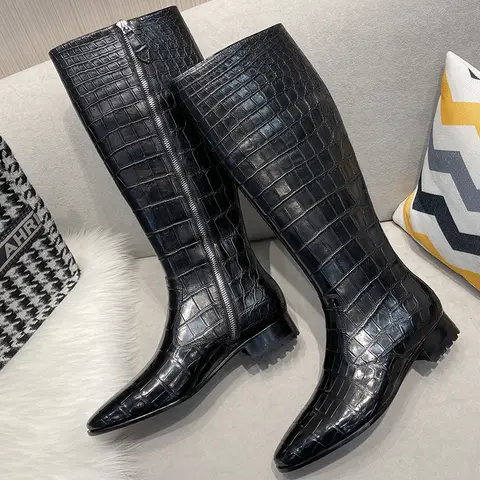 DON JOHN Crocodile Handmade Boots Women's