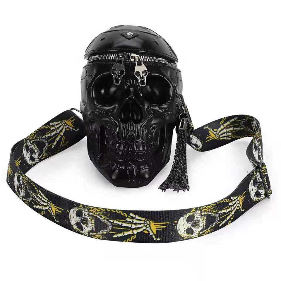 Gothic Punk Skull Skeleton Cross-Body Handbag (LF324) Unisex